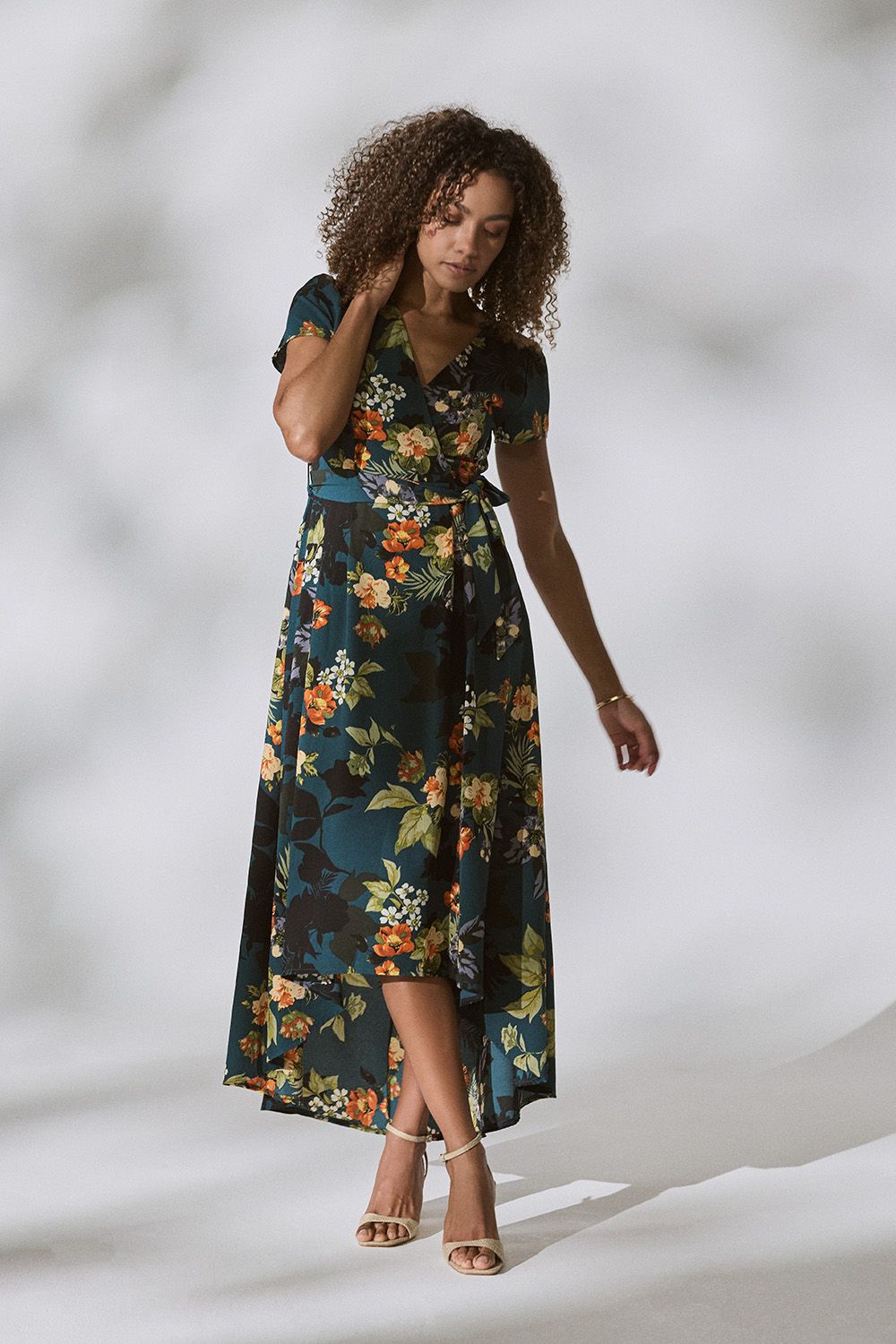 Izabel London Floral High Low Wrap Maxi Dress