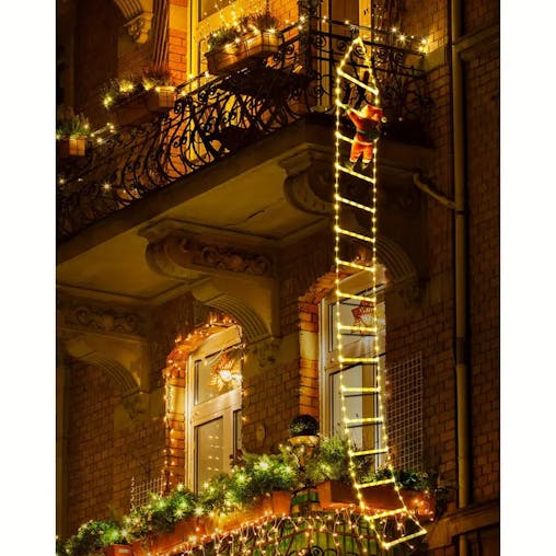 NNETM Santa's Festive Climb: Illuminated Christmas Ladder Light