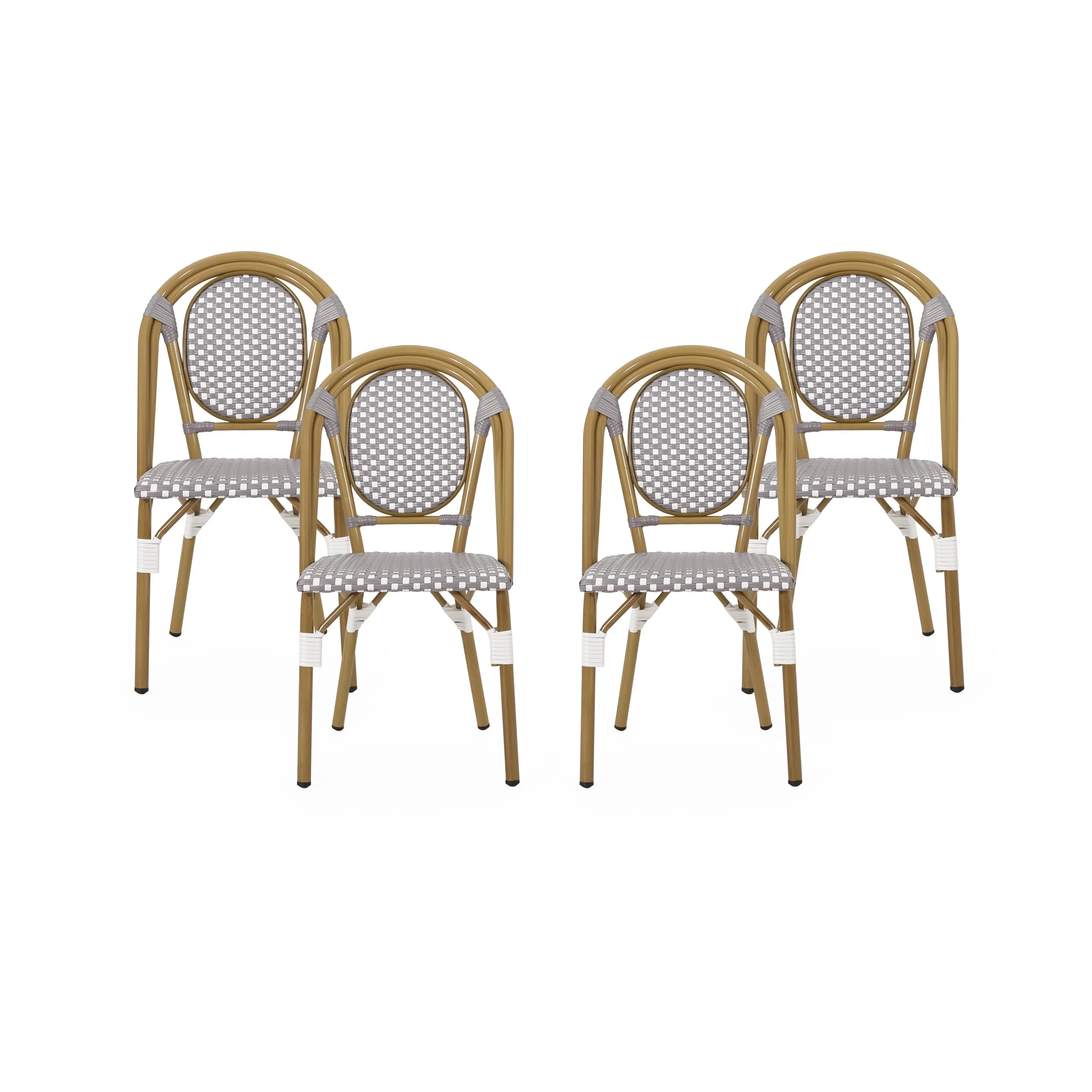 Remi Faux Bamboo/ Faux Rattan Outdoor French Cafe Chairs (Set of 4) by Christopher Knight Home