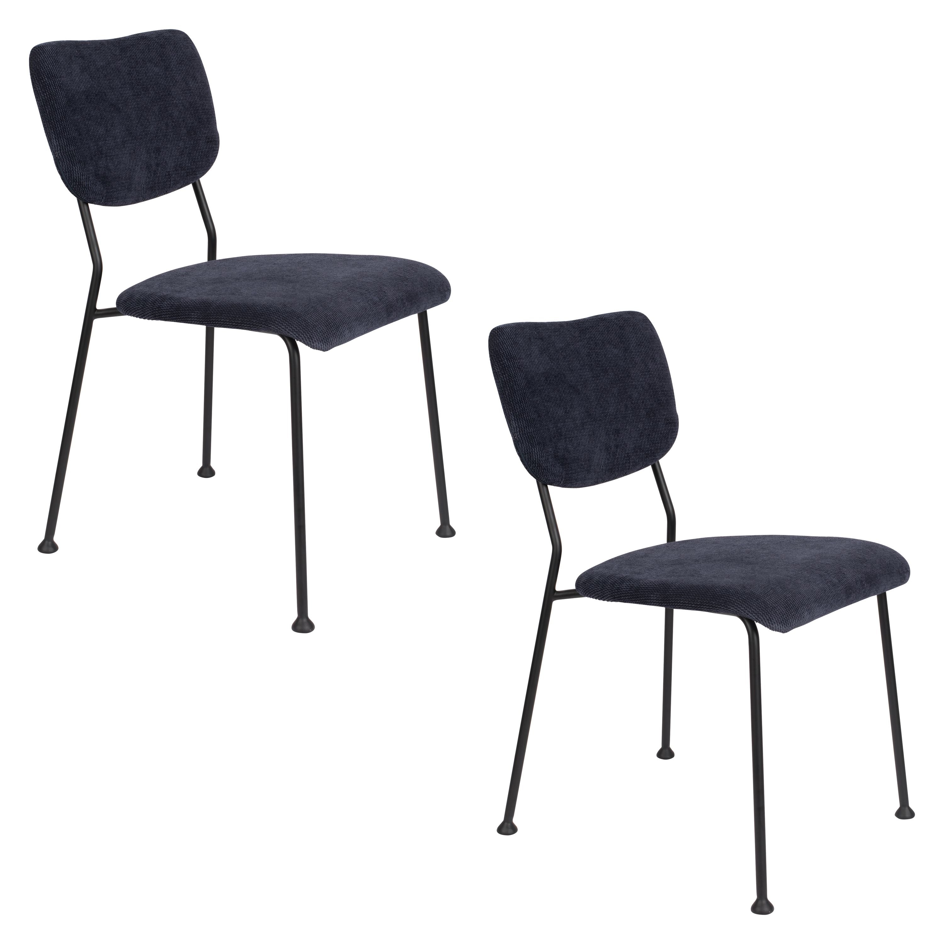 Zuiver Benson Eetkamerstoelen Donkerblauw - Set van 2