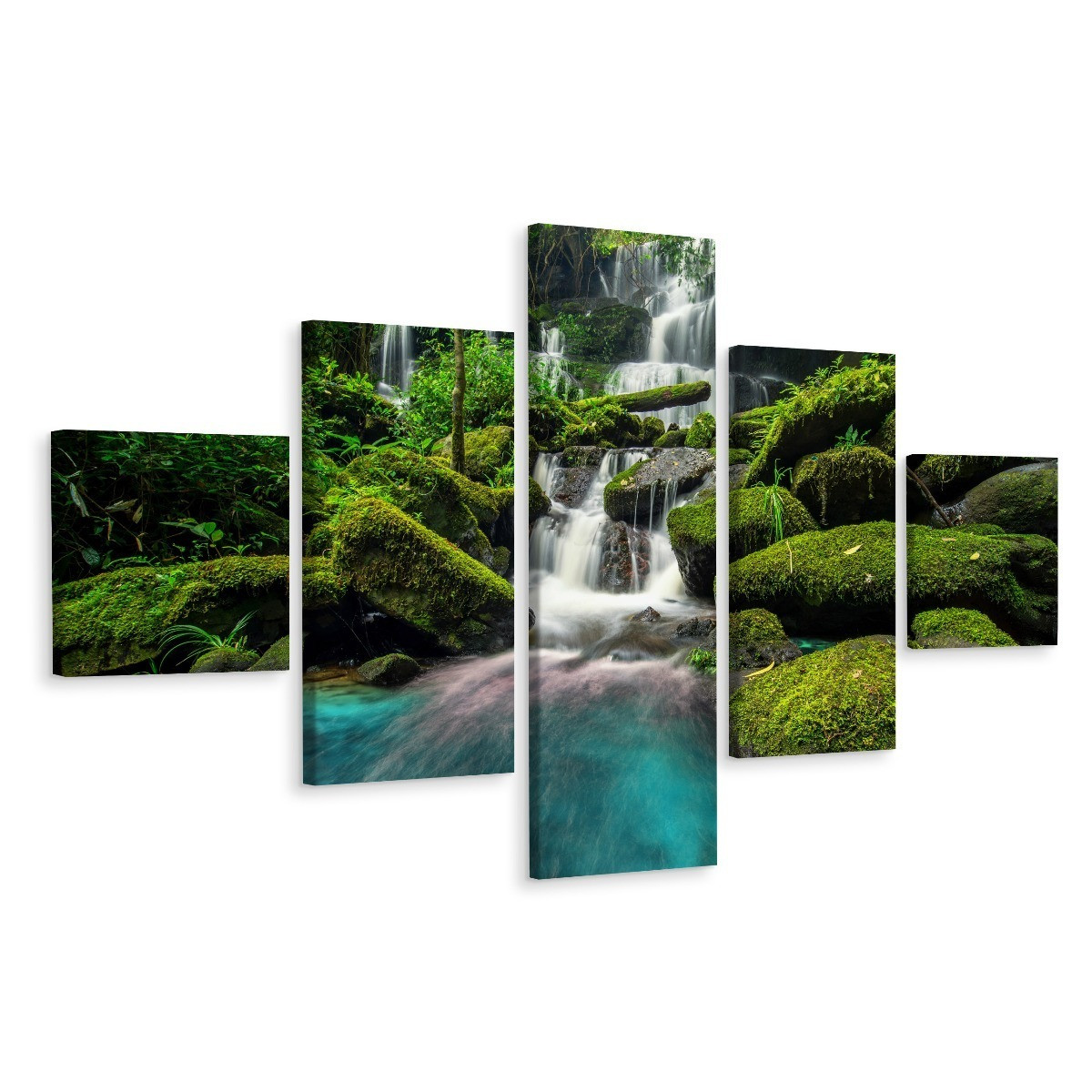 Obraz Poliptyk Natura KASKADA Dżungla Las 150x90cm