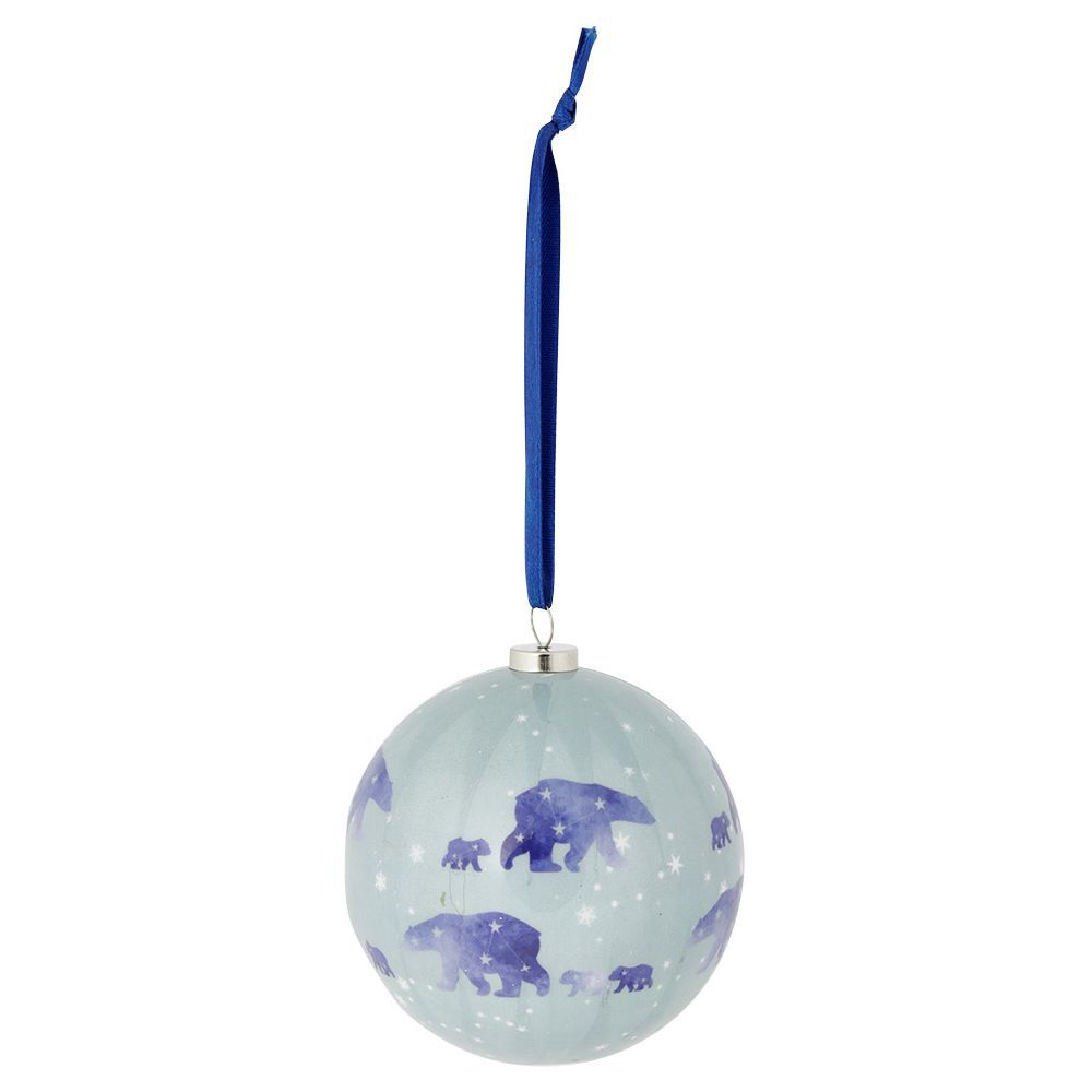 Boule de No&euml;l motif banquise bleu et blanc Ø8cm - 3 modèles