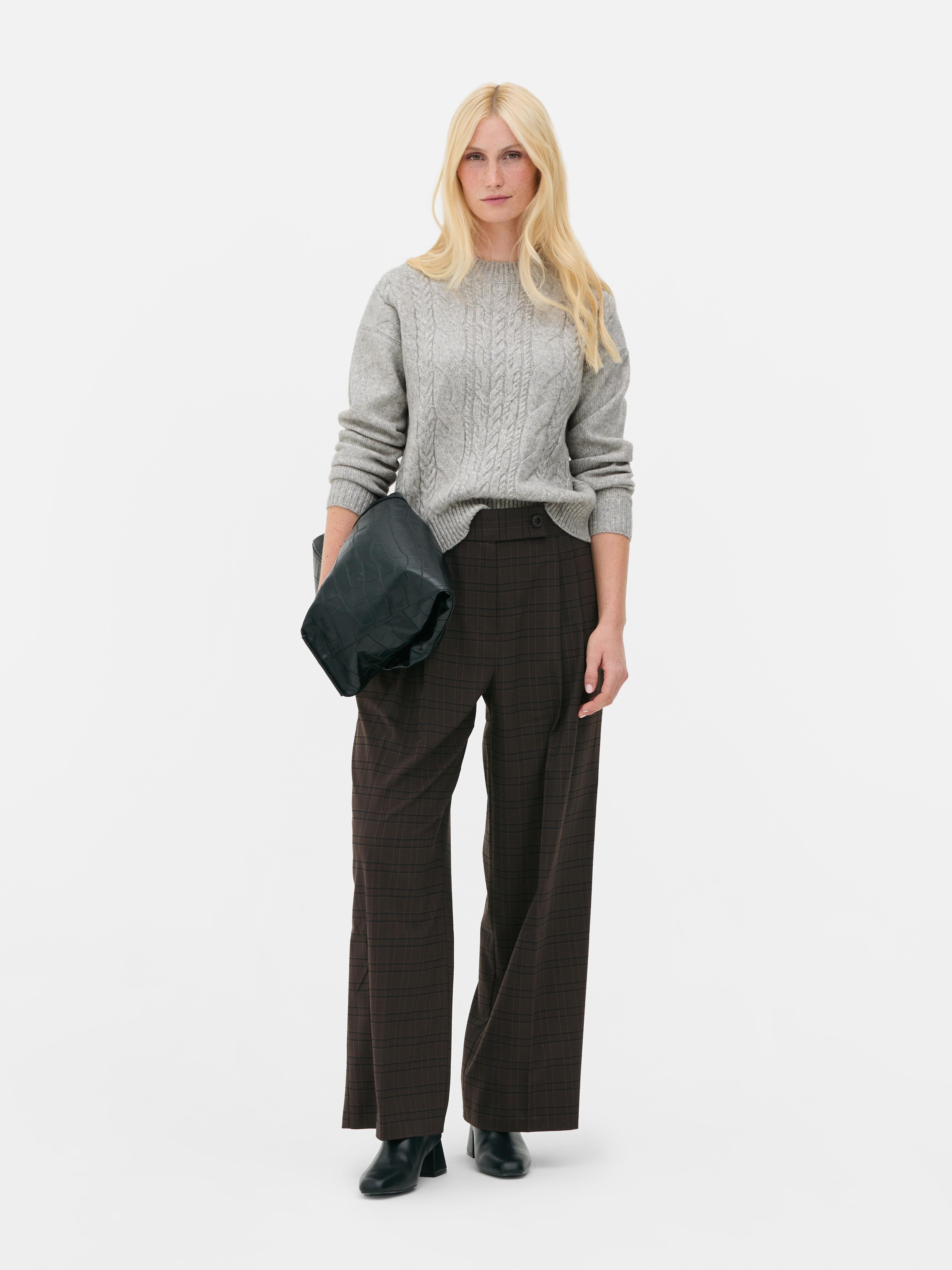 Crew Neck Cable Knit Sweater