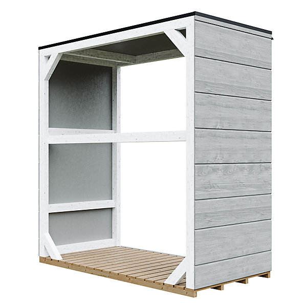 Abri à bûches extérieur 1,14 m² - 75 x 153 x H159 cm - M980-1-TUNDRA GREY - Timbela