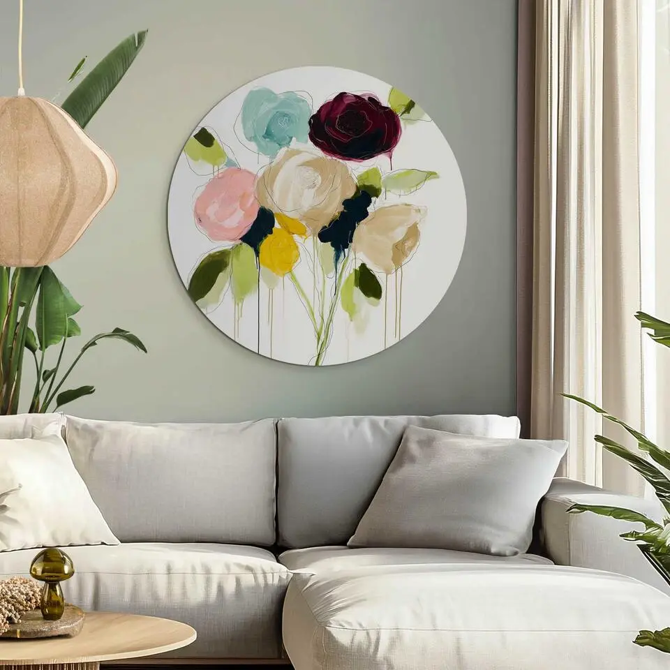 Glasschilderij Herfstboeket I - &Oslash; 70 - Bont