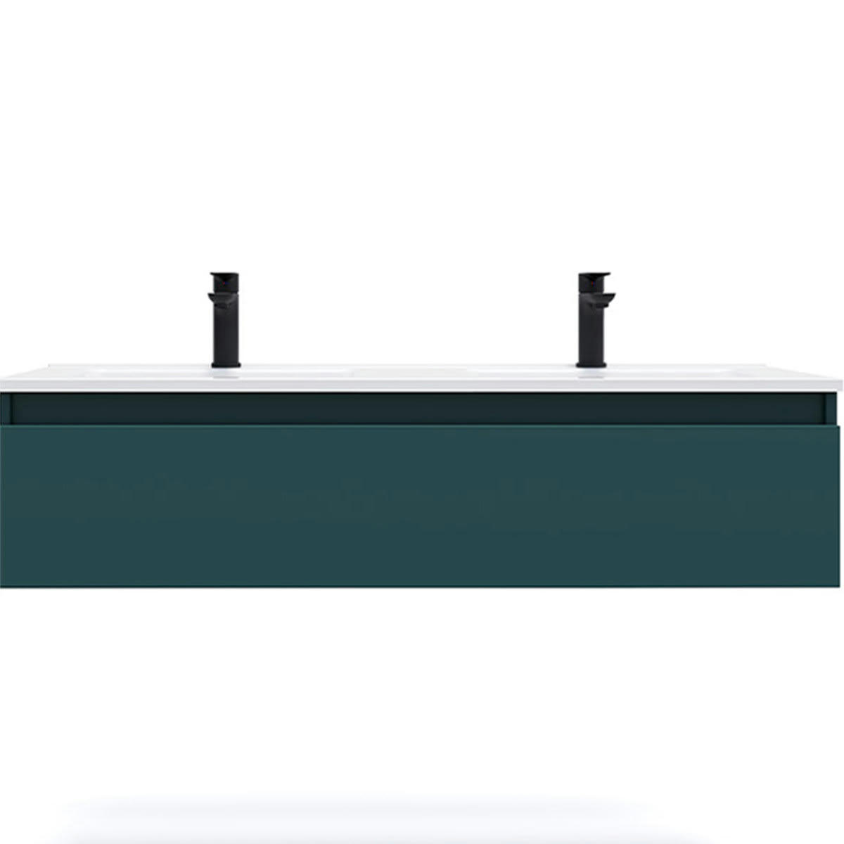 HUDSON - Meuble salle de bain double vasque 120cm 1 tiroir Bleu