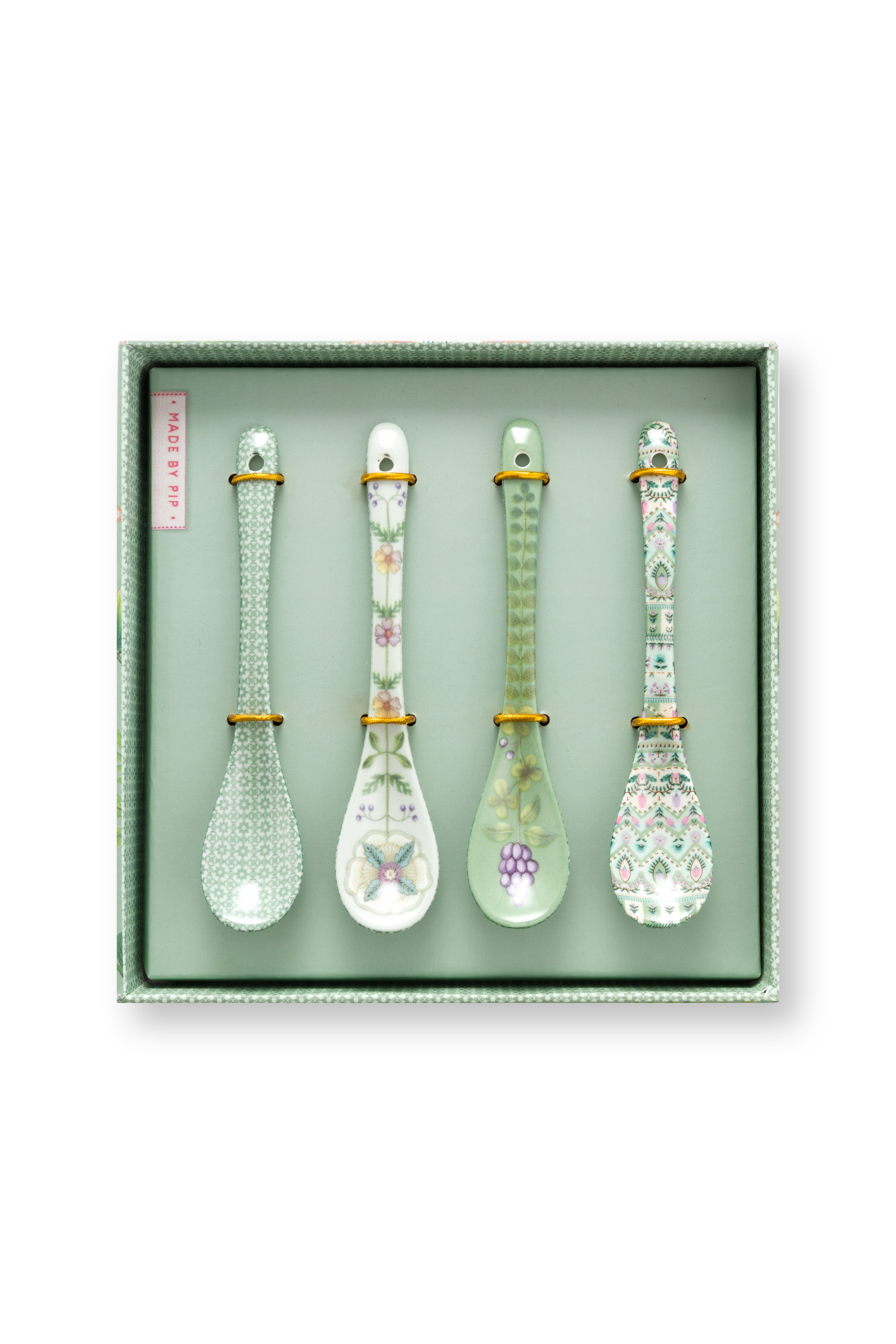 Pip Studio Theelepels Lily&Lotus - Porselein - Lichtgroen - Set van 4