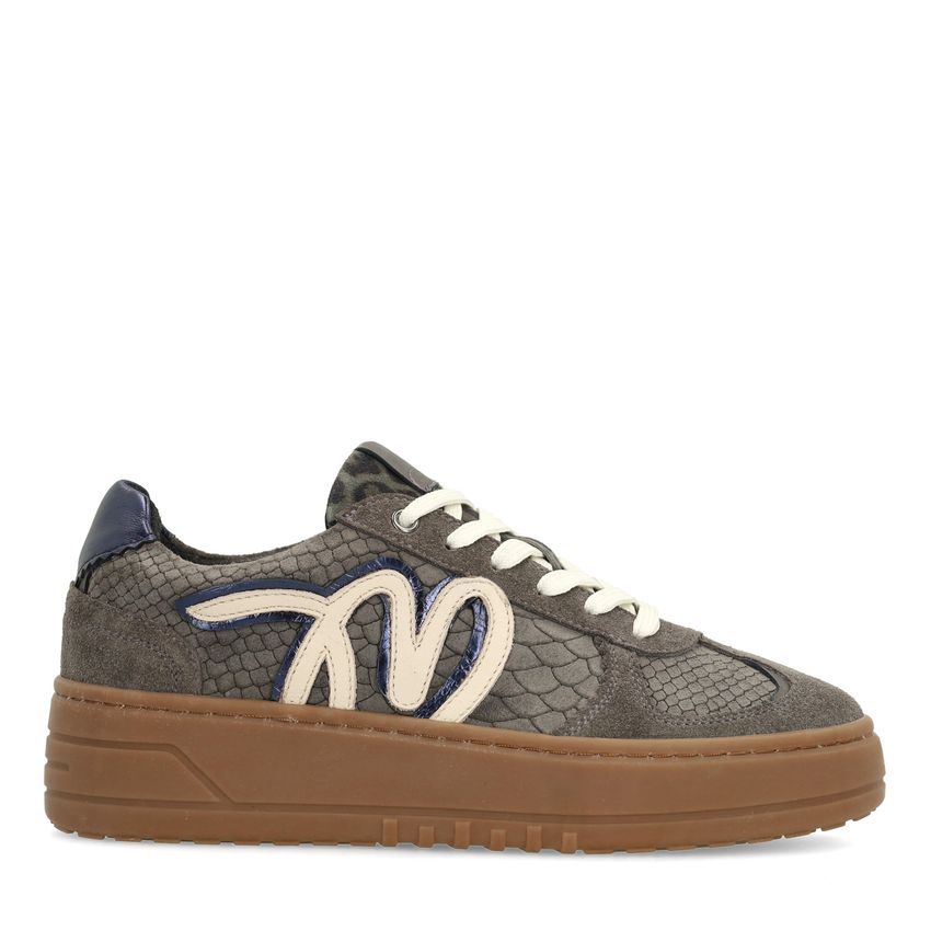 Manfield Grijze suède sneakers