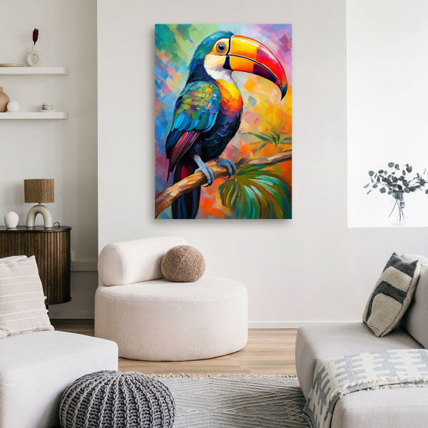 Feeby Obraz na płótnie, Tropikalna Papuga Kolorowy 40x60