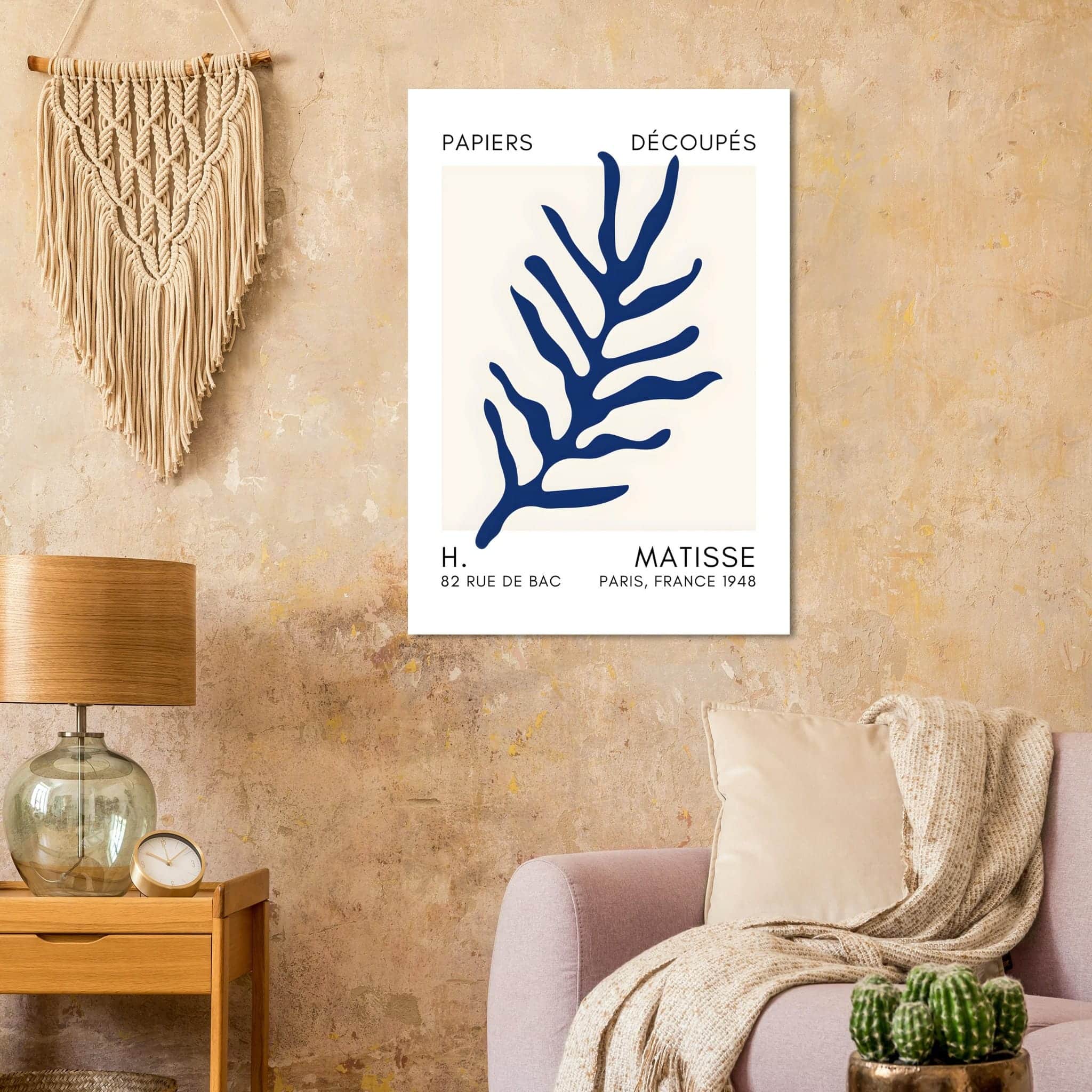 Artfulprints Poster Matisse – Ocean flora navy blue II  - 70x100 cm - Blauw
