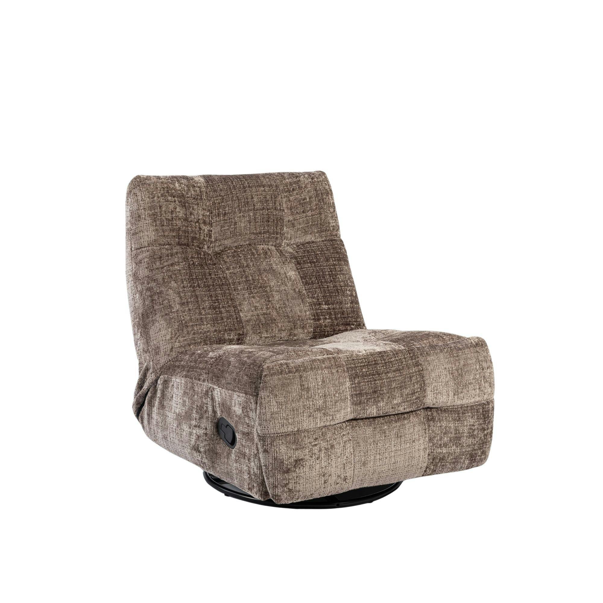 Fauteuil relax inclinable marron tissu chenille BELORA