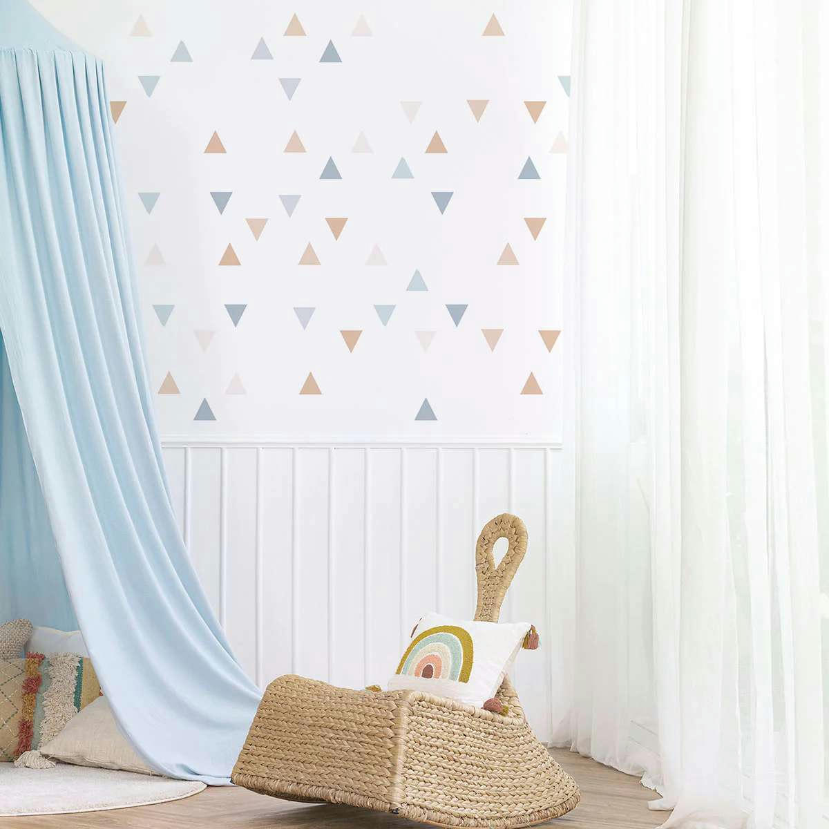 TRIANGLES1 - Stickers muraux en vinyle triangles bleu et beige