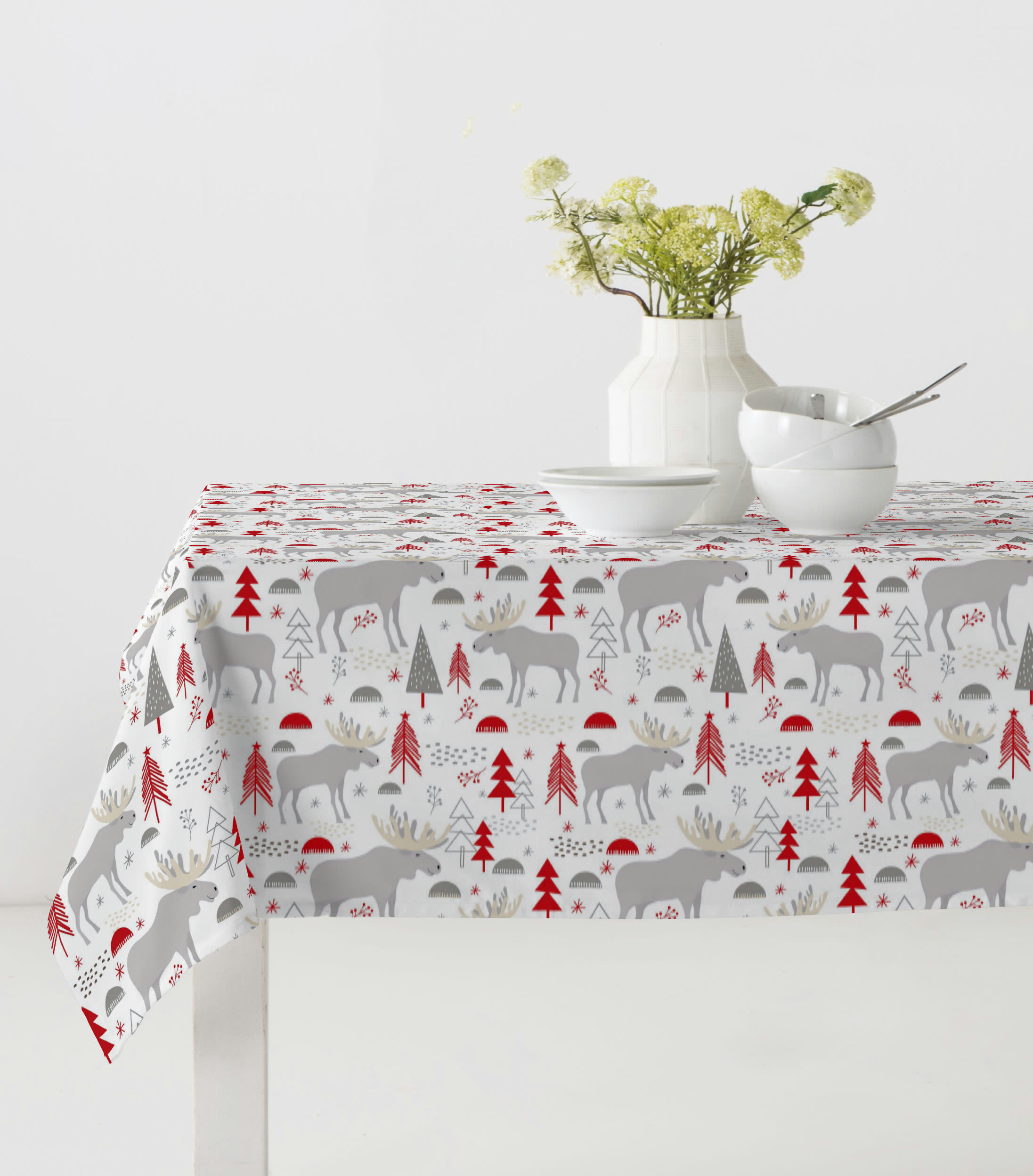 DAISY - Nappe multicolore imprimée avec traitement anti-taches coton 140x140