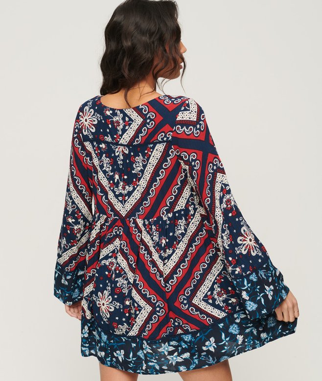 Flare Sleeve 60s Mini Dress