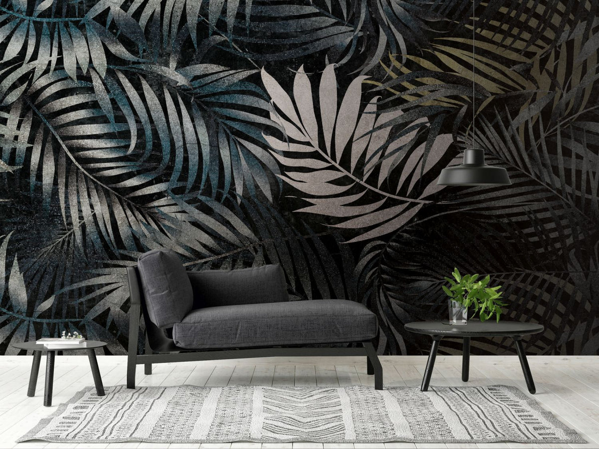 One Wall one Role fotobehang jungle-motief zwart, grijs, groen en geel - 371 x 280 cm - AS-382381