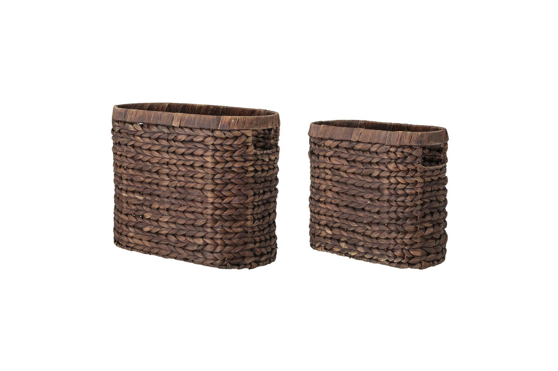 SARIA - Lot de 2 paniers en jacinthe d'eau marron 29x17