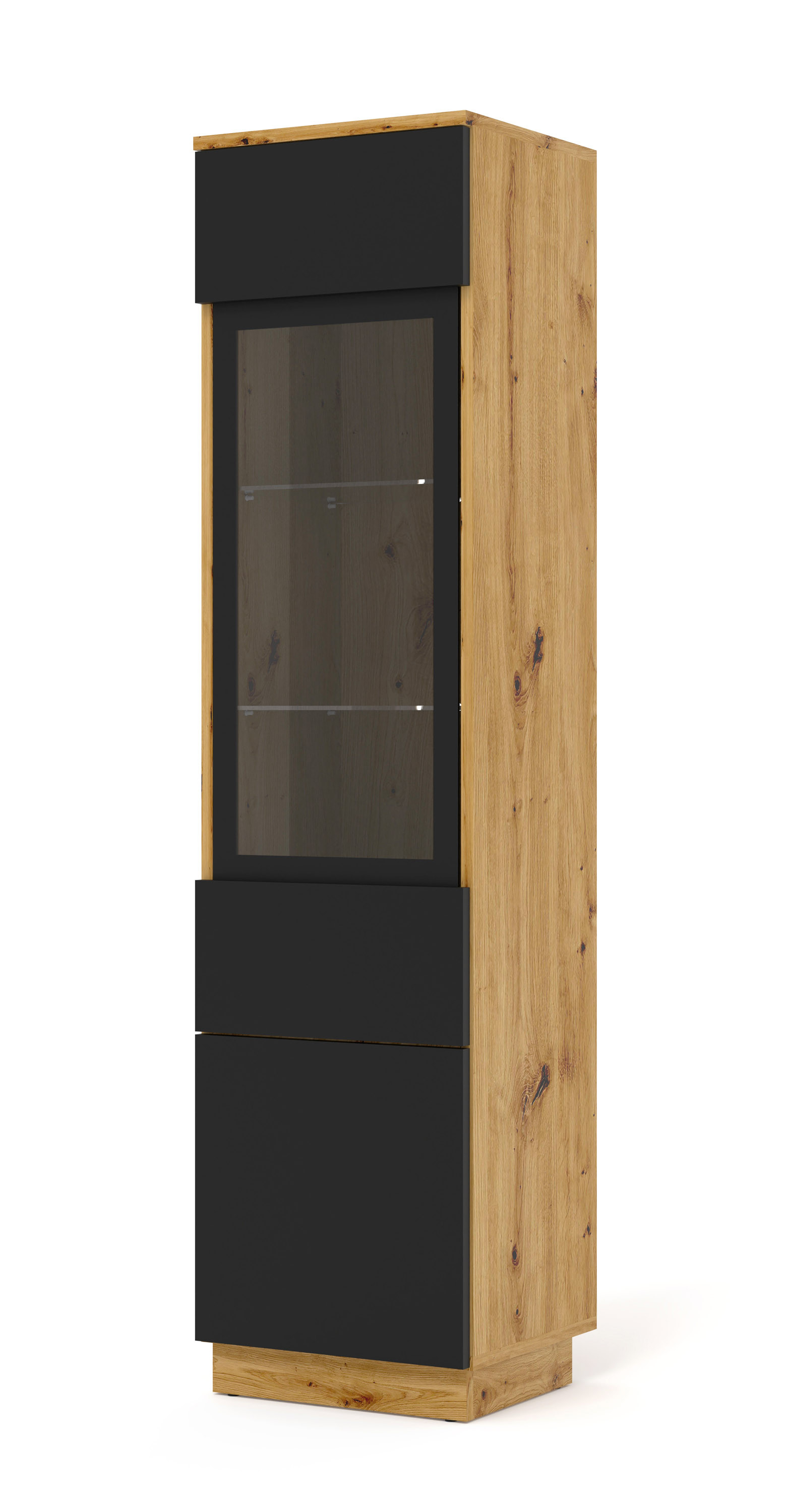 Witryna wisząca AURA 150 dąb artisan / czarny mat