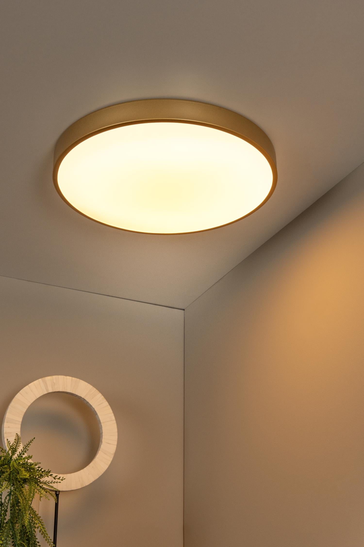 Lucide plafonnière UNAR - Geïntegreerde LED - Mat Goud / Messing