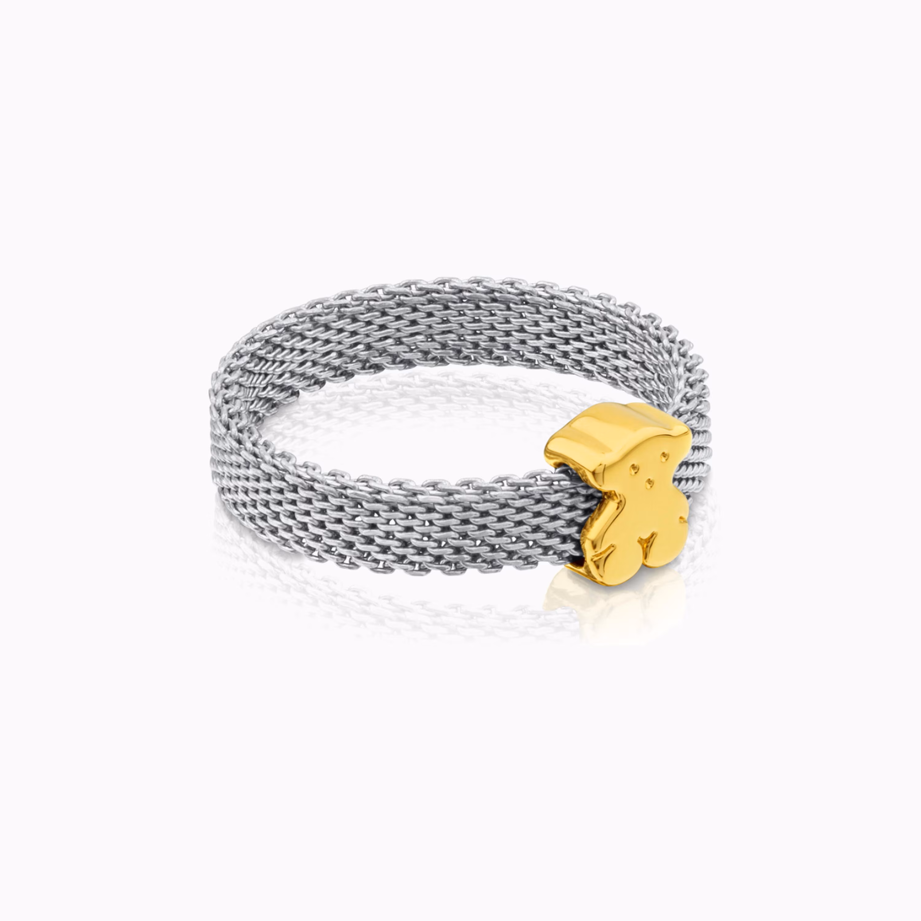 Anillo de acero y oro motivo oso Icon Mesh
