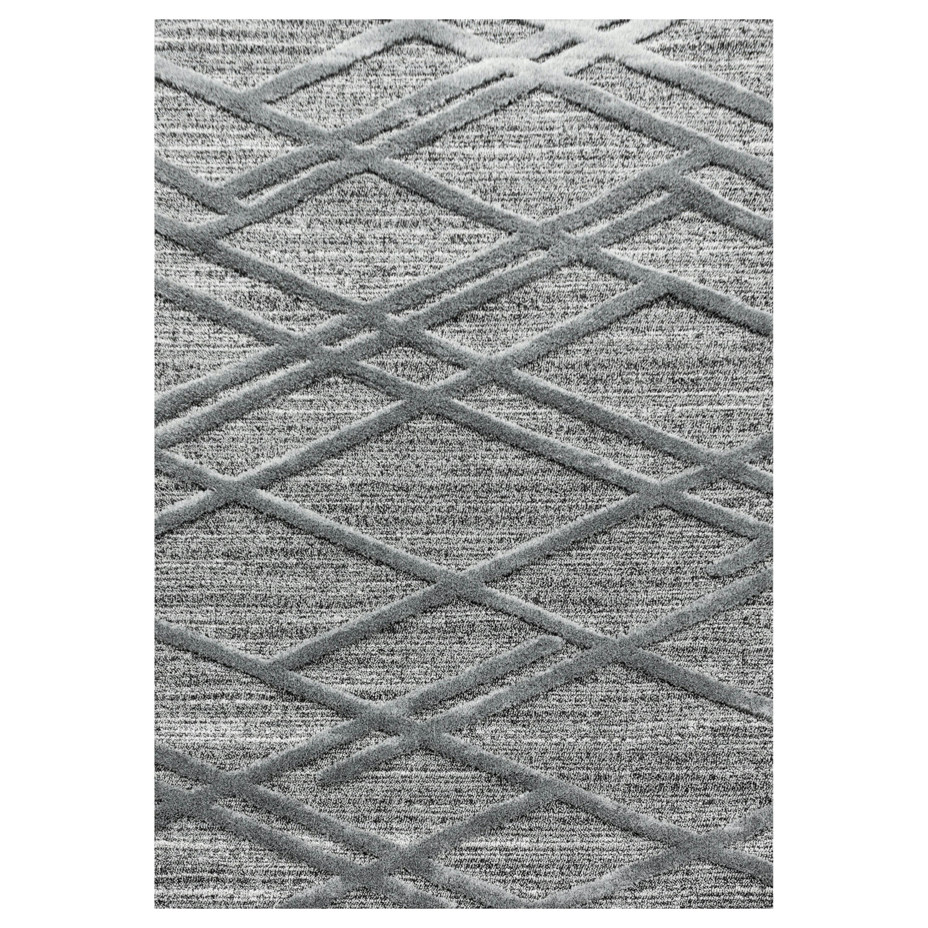 BOHEME - Tapis bohème à relief gris 160x230cm
