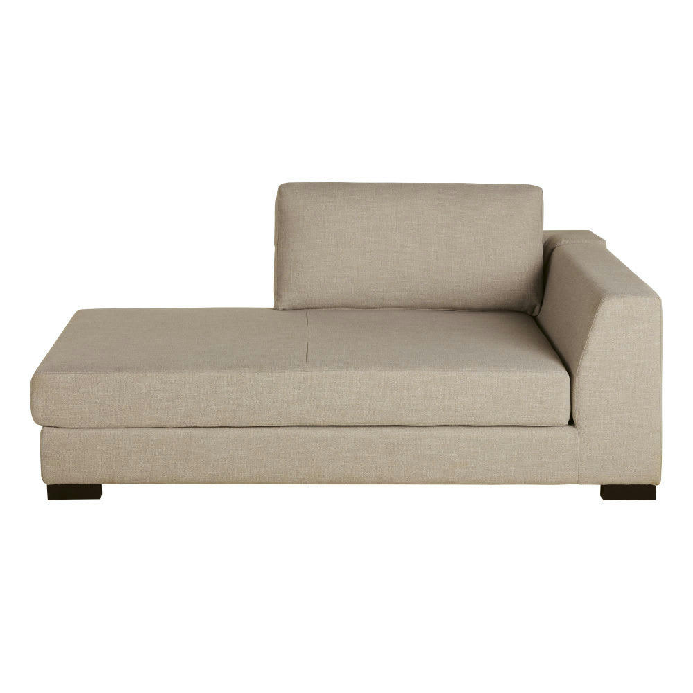 Terence - Méridienne-coffre droite pour canapé modulable beige