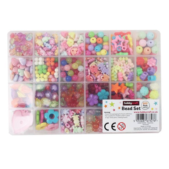 Assorted Bright Bead Box Kit 600 Pieces