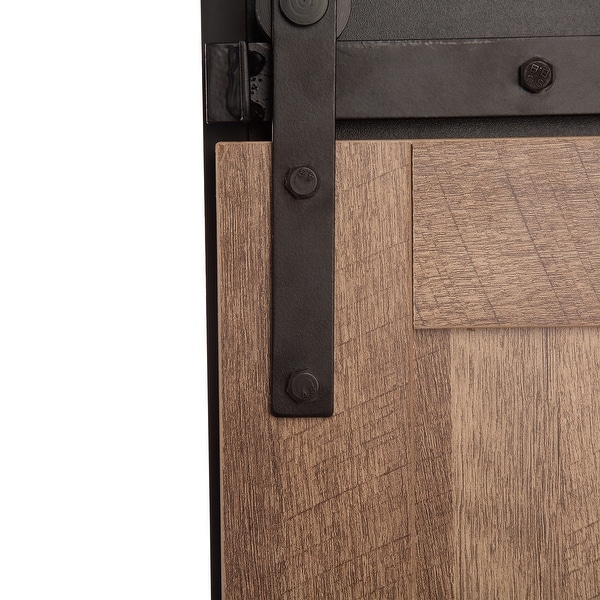 Glitzhome 4FT Modern Industrial Black Large Sideboard with Sliding Doors