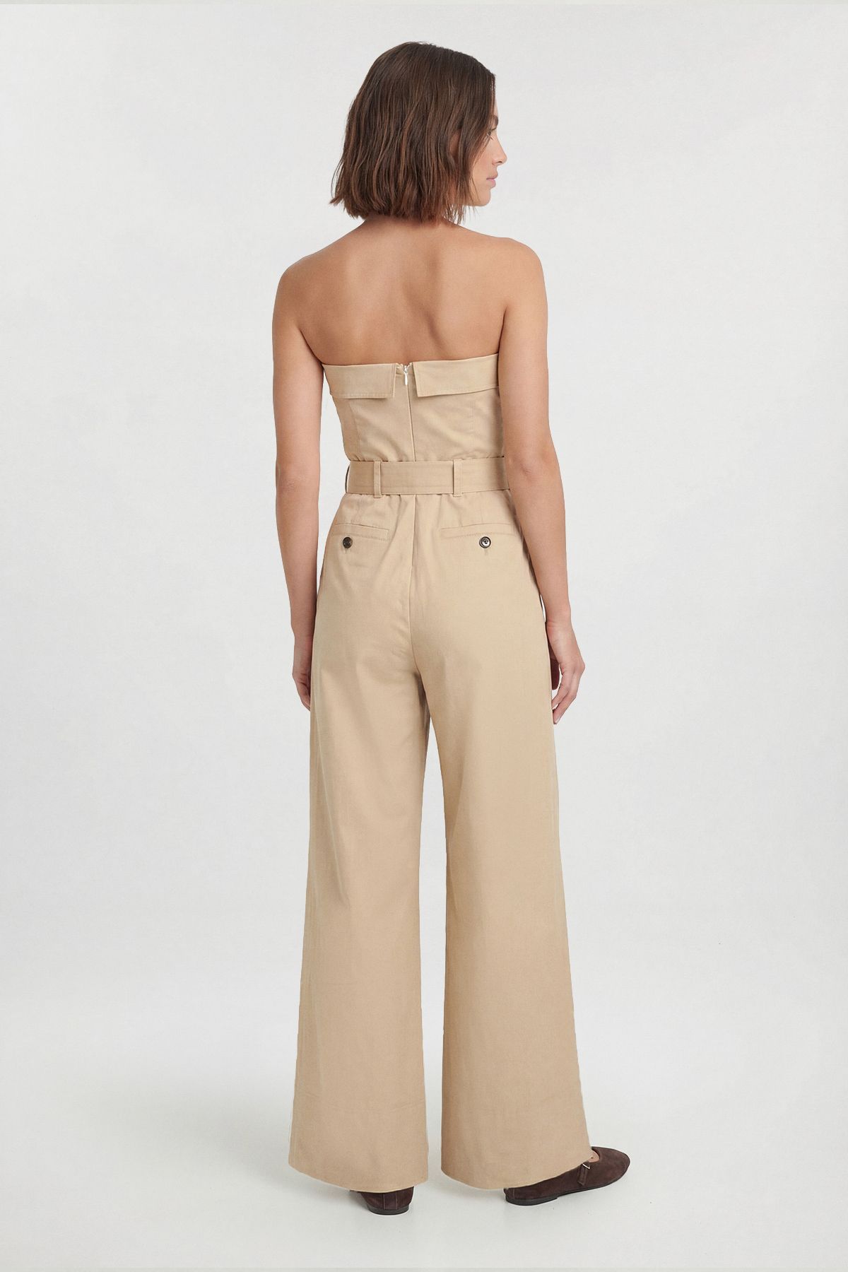 KarenMillen Tailored Cotton Trench Bandeau Jumpsuit