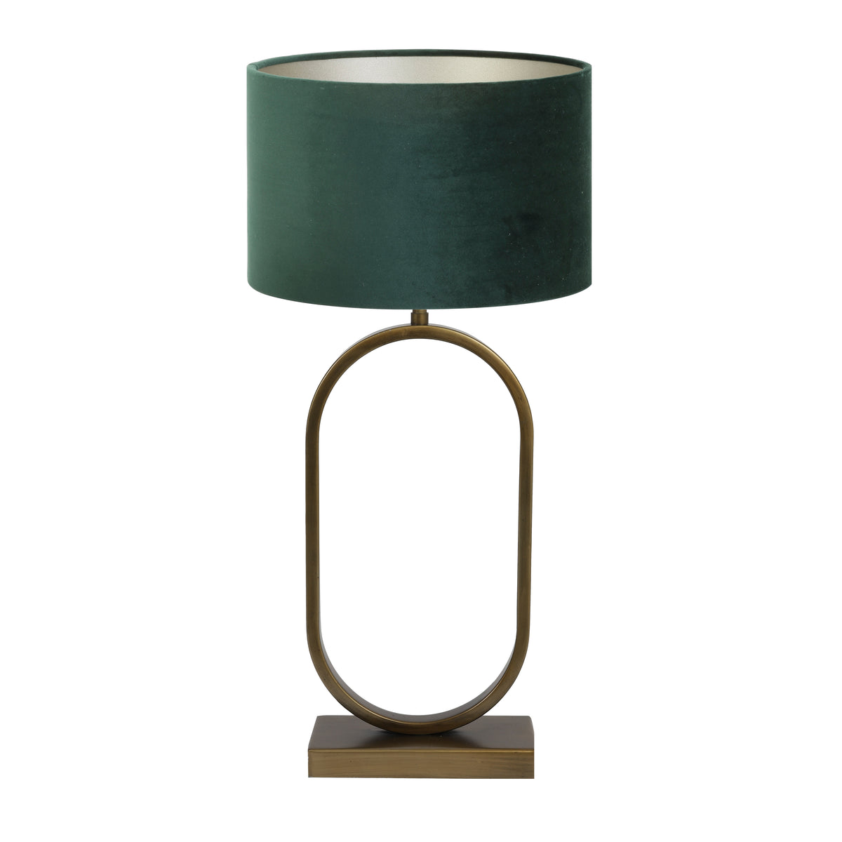 Light & Living tafellamp Jamiri/Velours - ant. brons, donkergroen - 30x30x67cm