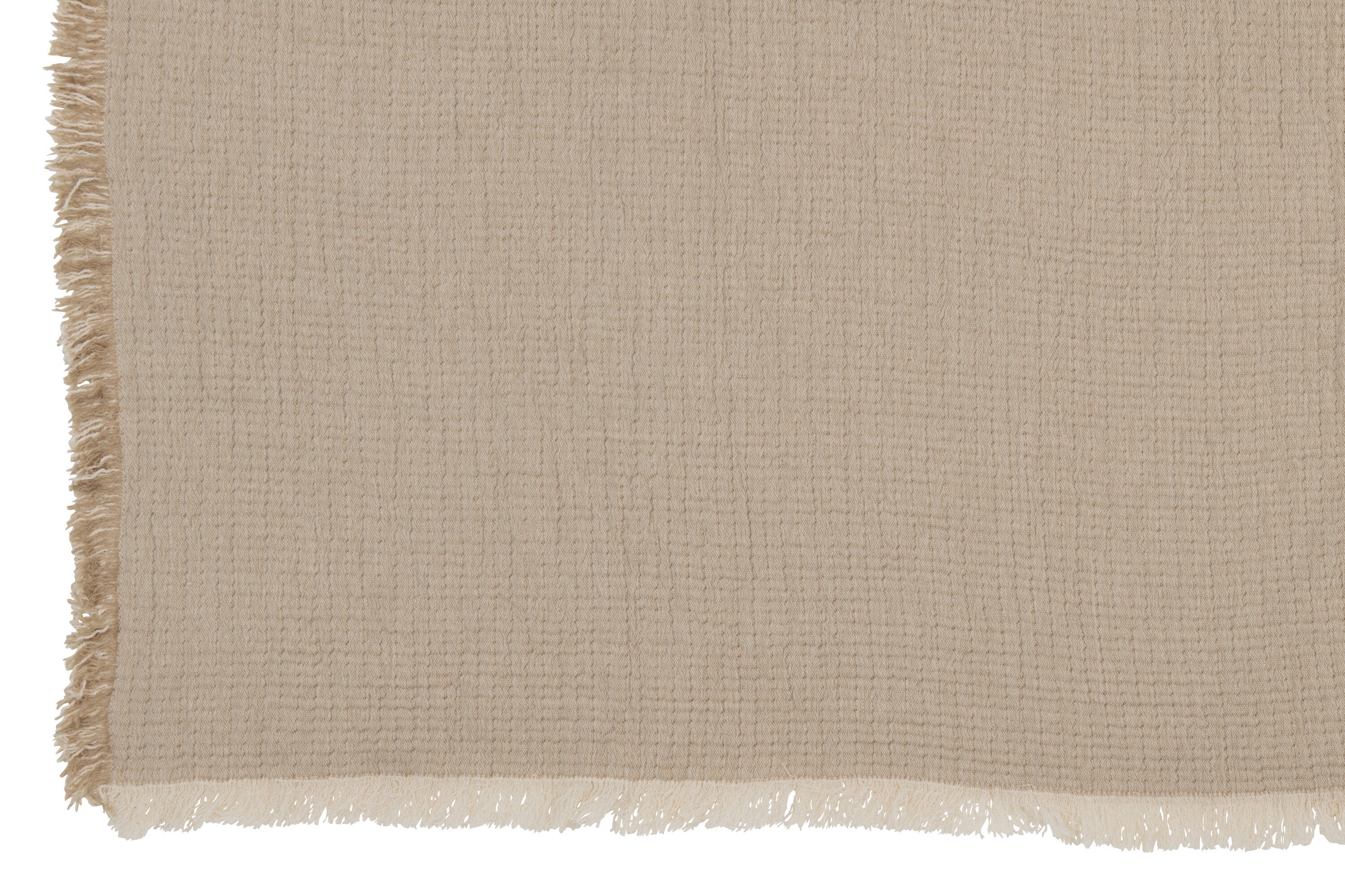 J-Line plaid Franjes Mousseline - katoen - donkerbeige - 130 x 180 cm
