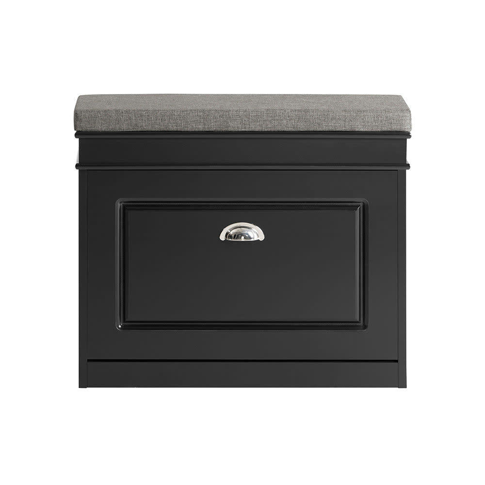 - Banc à chaussures avec porte abattante largeur 61cm effet bois noir