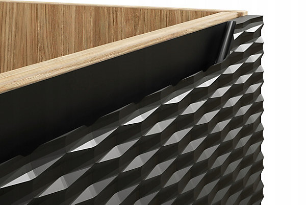 Meuble suspendu sous vasque OCEAN chêne et noir 70 cm - 2 tiroirs façades 3D