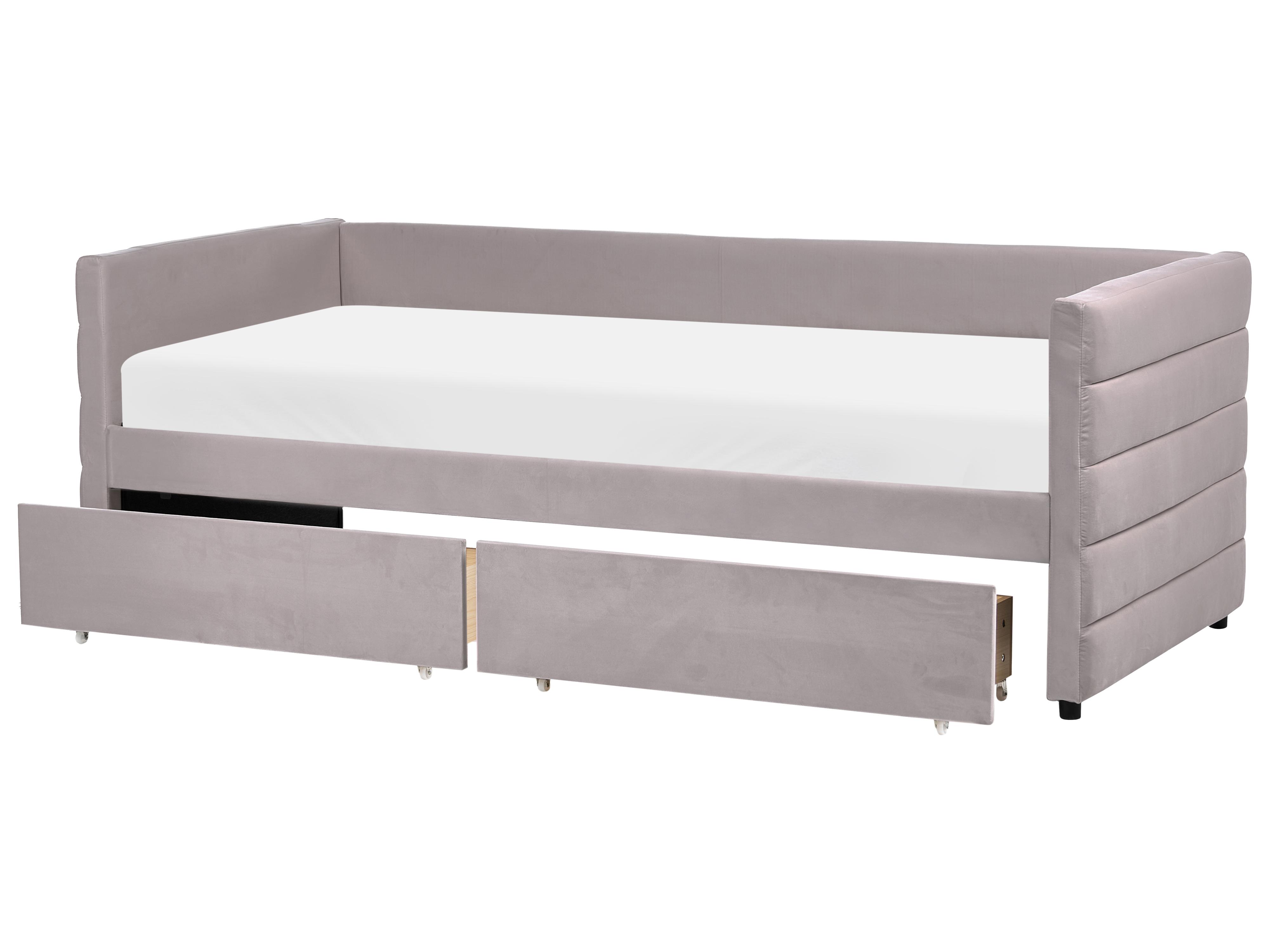 Daybed with Storage Velvet MARRAY 90 x 200 cm (EU Single) Light Grey