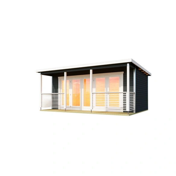 Blockbohlenhaus »Liverpool«, BxHxT: 580 x 239,4 x 430 cm (Außenmaß inkl. Dachüberstand), grau