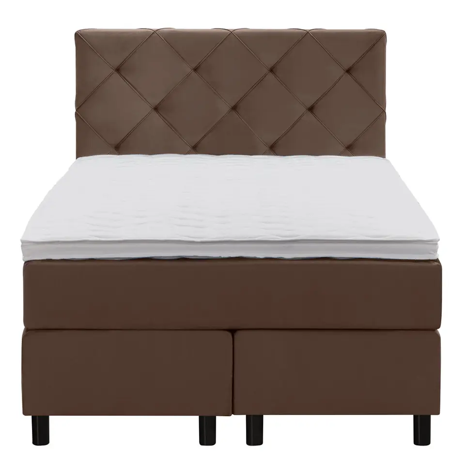 Boxspring Liv geruit - bruin - 120x200 cm - ronde poot