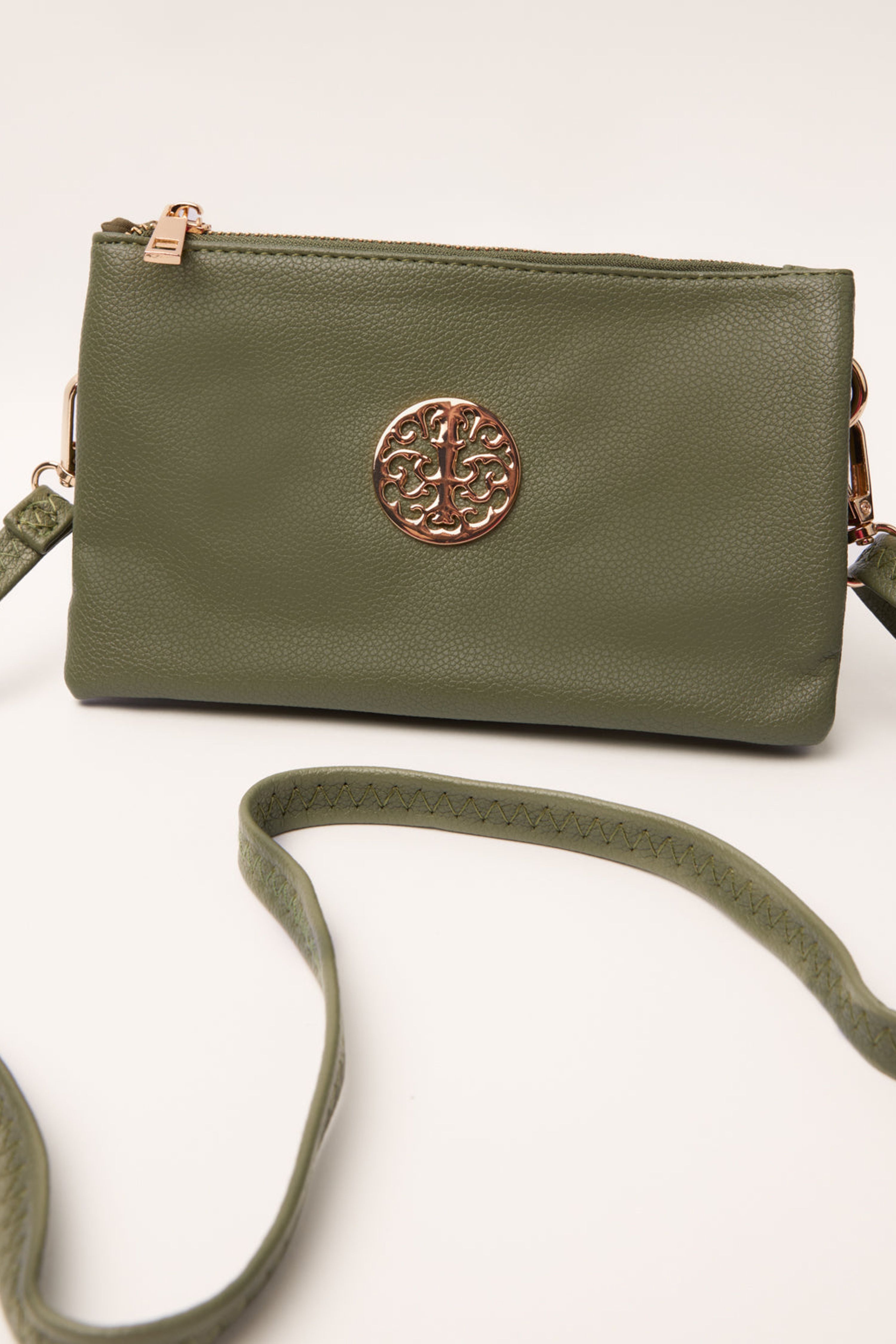 Blue Vanilla Detailed Zip Up Purse With Detachable Strap