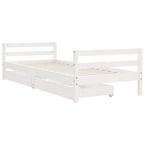 NNEVL Kids Bed Frame with Drawers White 90x190 cm Solid Wood Pine