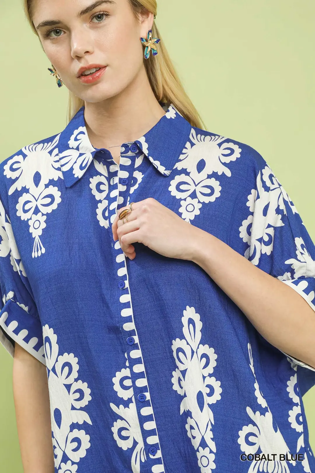 Abstract Print Button Down Short Sleeve Shirt