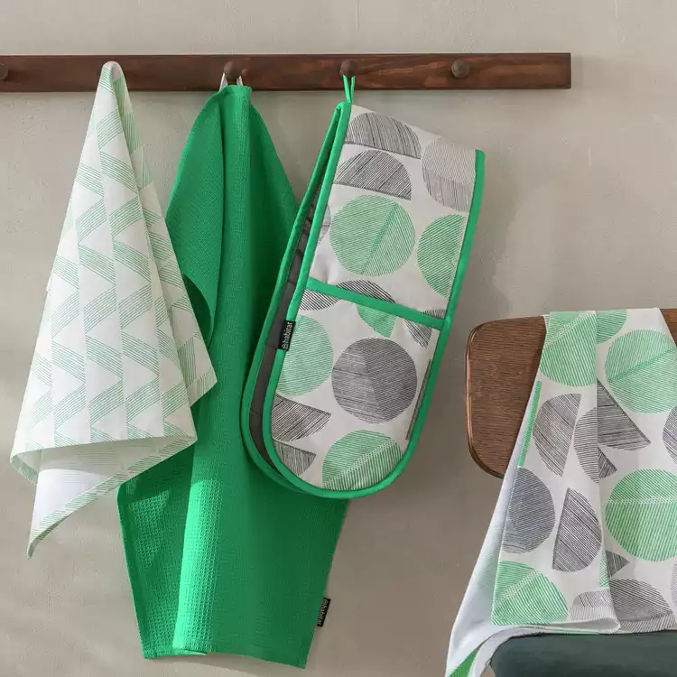 Habitat Linear Circles Cotton Textile Set - Green