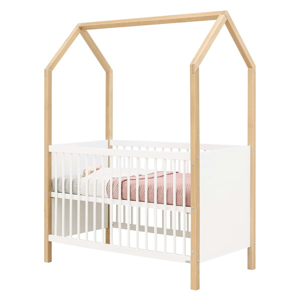 HOMY - Lit bébé 60x120 blanc naturel