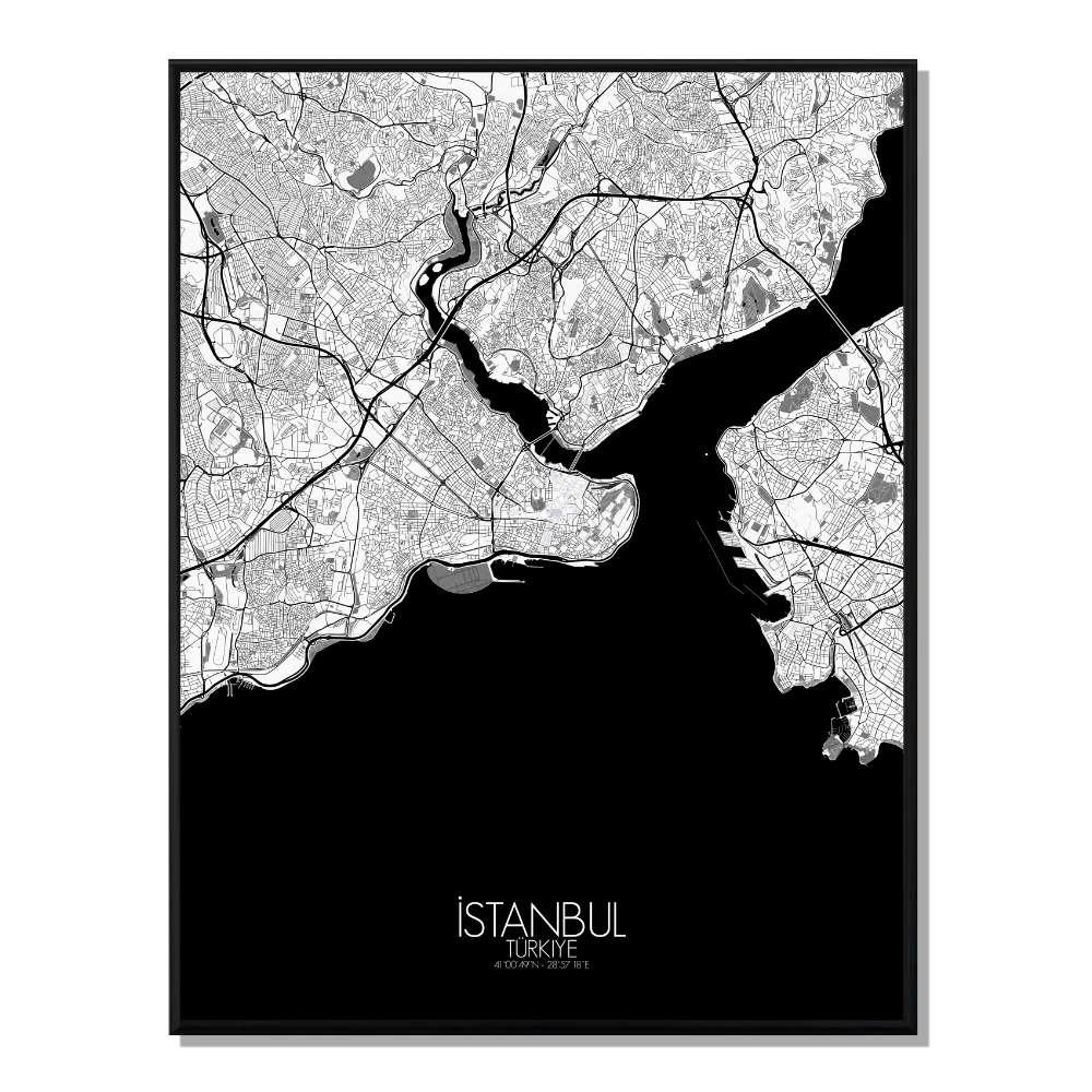 - Affiche Istanbul Carte N&B 40x50