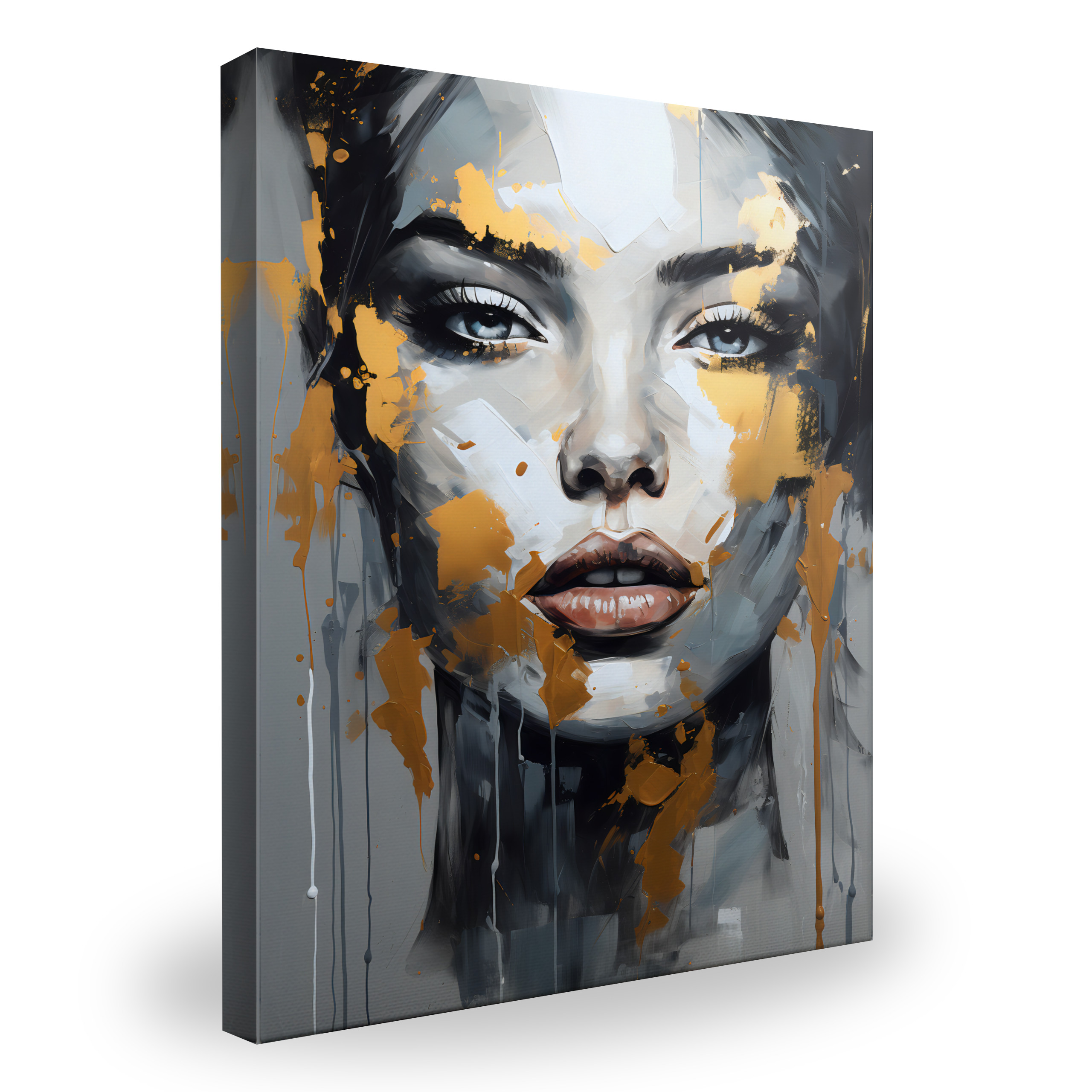 Obraz Do Salonu Złoty PORTRET Twarz Usta 20x30cm