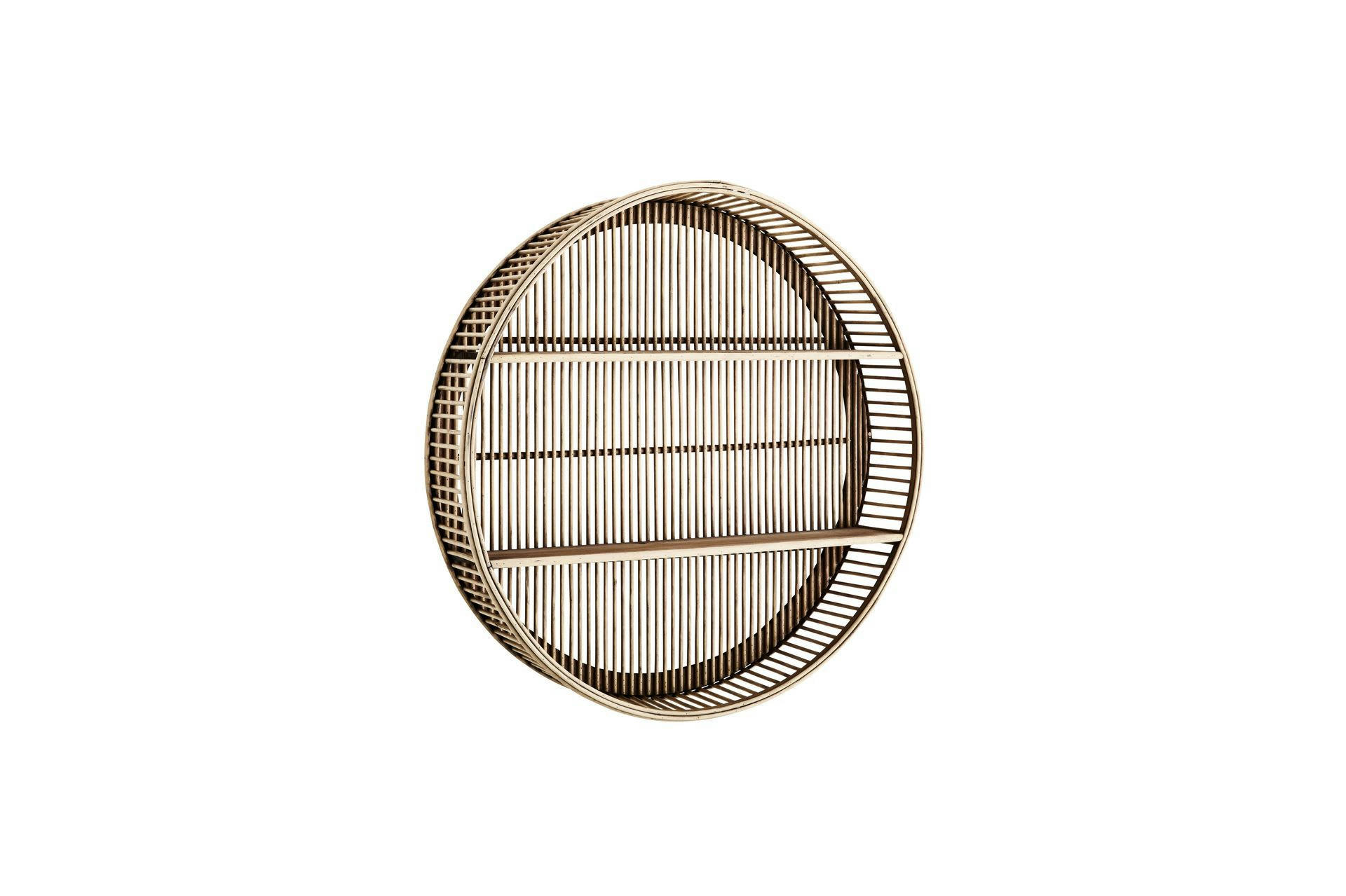 SEOL - Étagère murale ronde en bambou beige