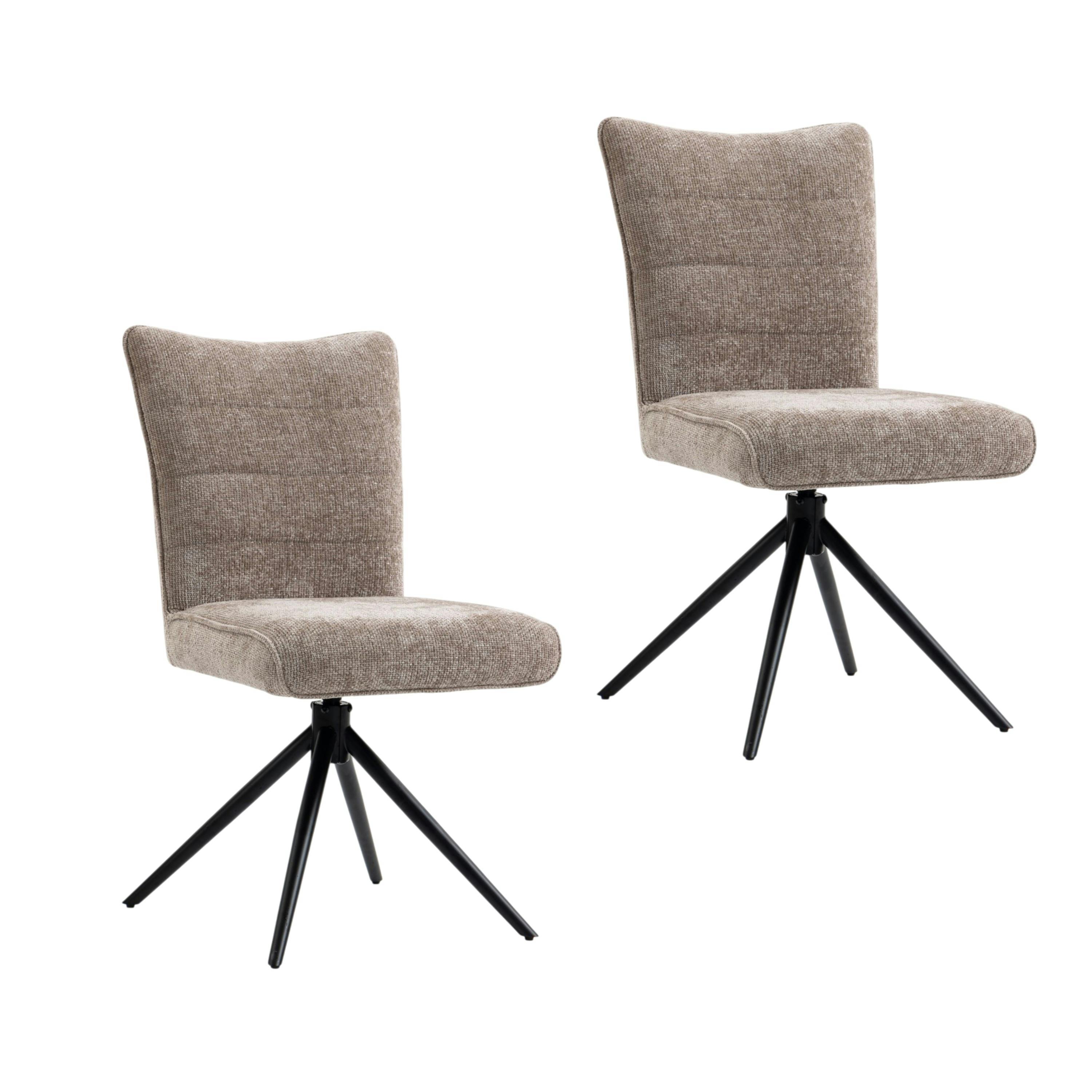 Chaise pivotante taupe en tissu texturé (x2) RIVANO