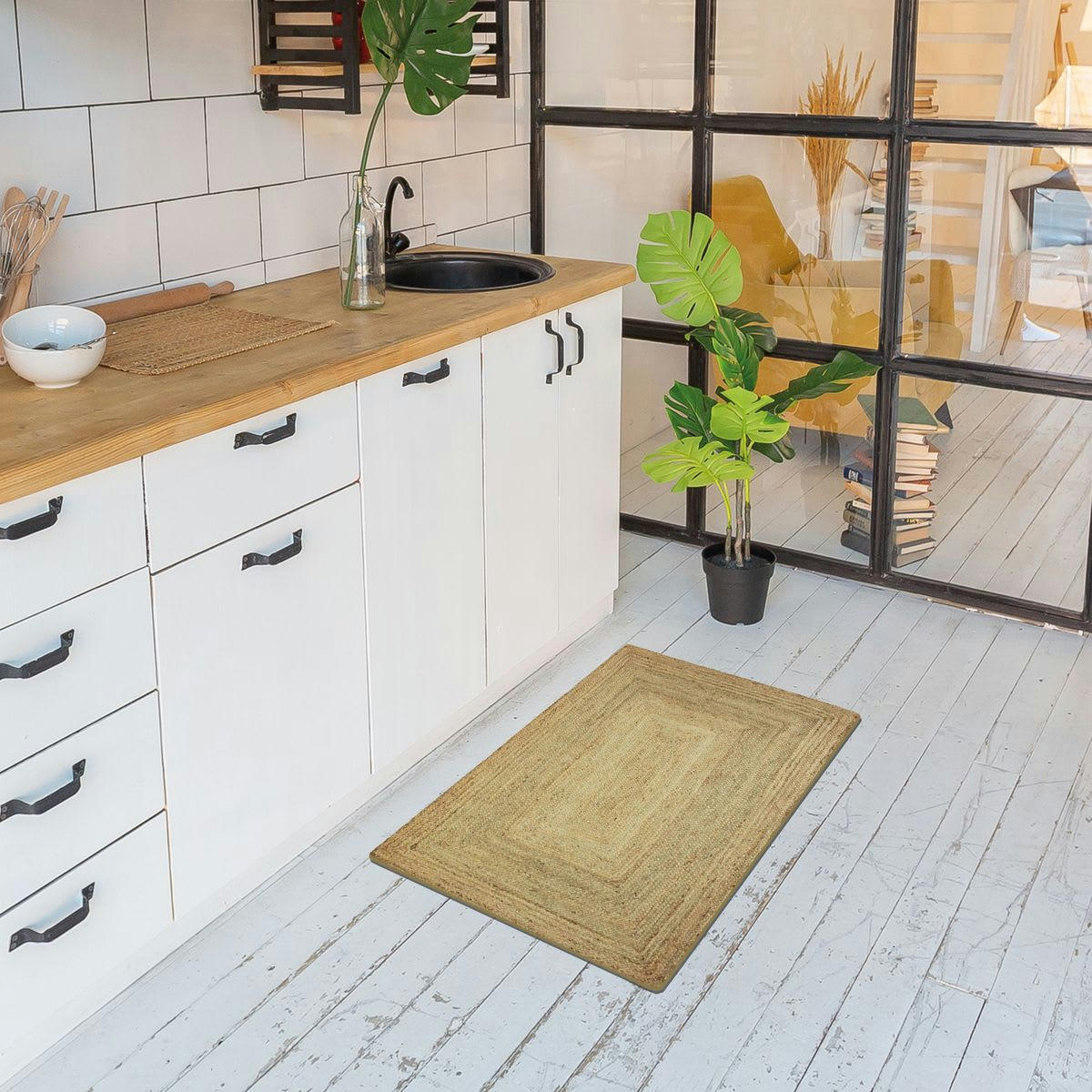 VEGETAL - Tapis de couloir en jute tressé naturel 50x80