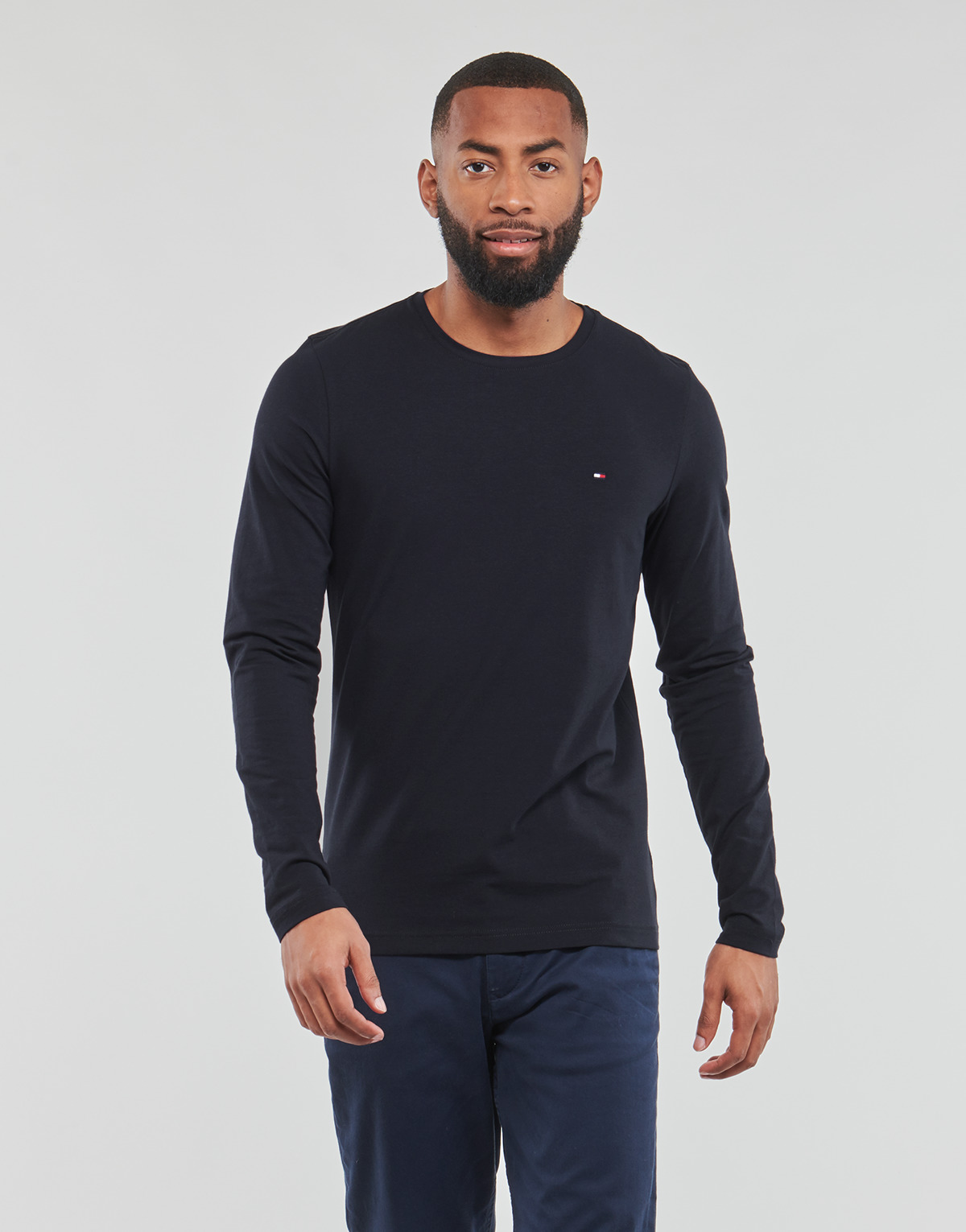 Tommy Hilfiger - STRETCH SLIM FIT LONG SLEEVE TEE - Marine