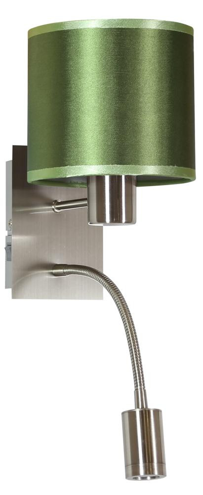 Lampa kinkiet SYLWANA 1x40w e14   led z wyłącznikiem chrom / zielony ciemny