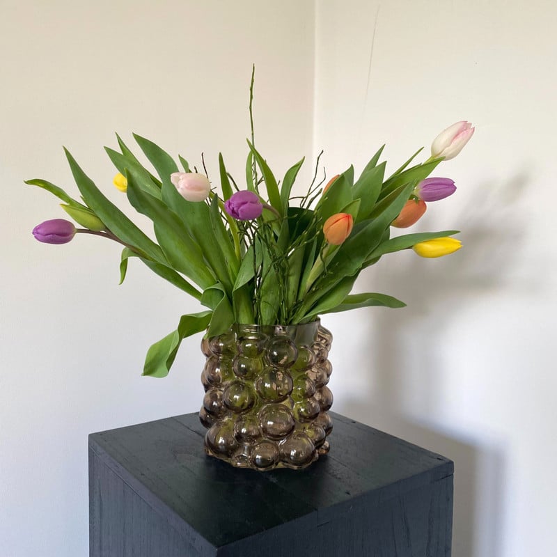 Vaas bubbels - grijs - &Oslash;17x15 cm