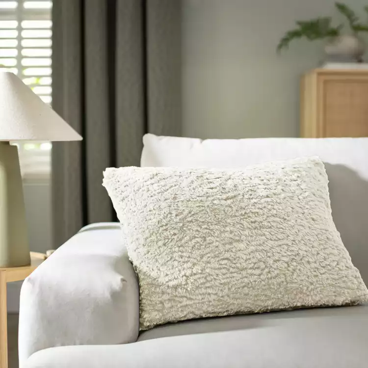 Habitat Faux Shearling Cushion - Oatmeal - 55x40cm