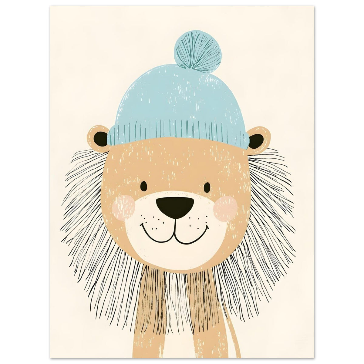 Artfulprints Poster Winterleeuw  - 30x40 cm - Meerkleurig